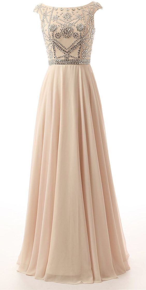 Prom Dresses,sexy Floor Length Beaded Cap Sleeve Chiffon Prom Gown, Evening Gown ,wedding Guest Prom Gowns, Formal Occasion Dresses,formal Dress