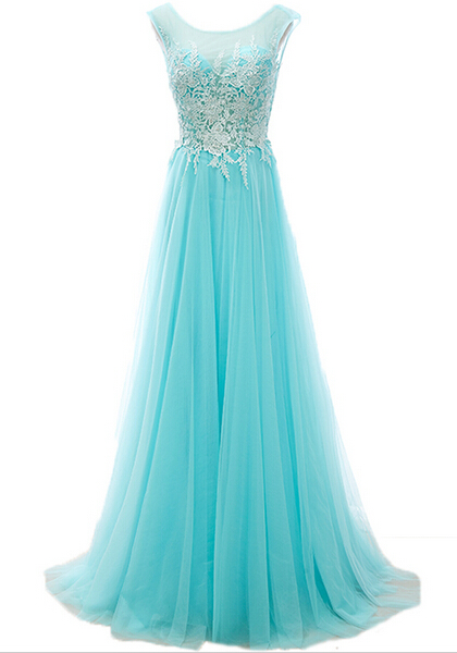 Sleeveless A-line Long Prom Dress With Lace Appliqués