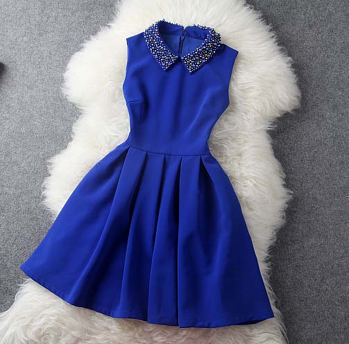Blue Dress With Collar,fashion Sexy Dress,casual Dress,prom Dress,casual Dresses,party Dresses,formal Dress