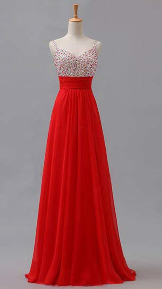 Long Prom Dress, Red Prom Dress, Chiffon Prom Dress, Prom Dress, Party Prom Dress, Long Evening Dress, Prom Dress For Girls