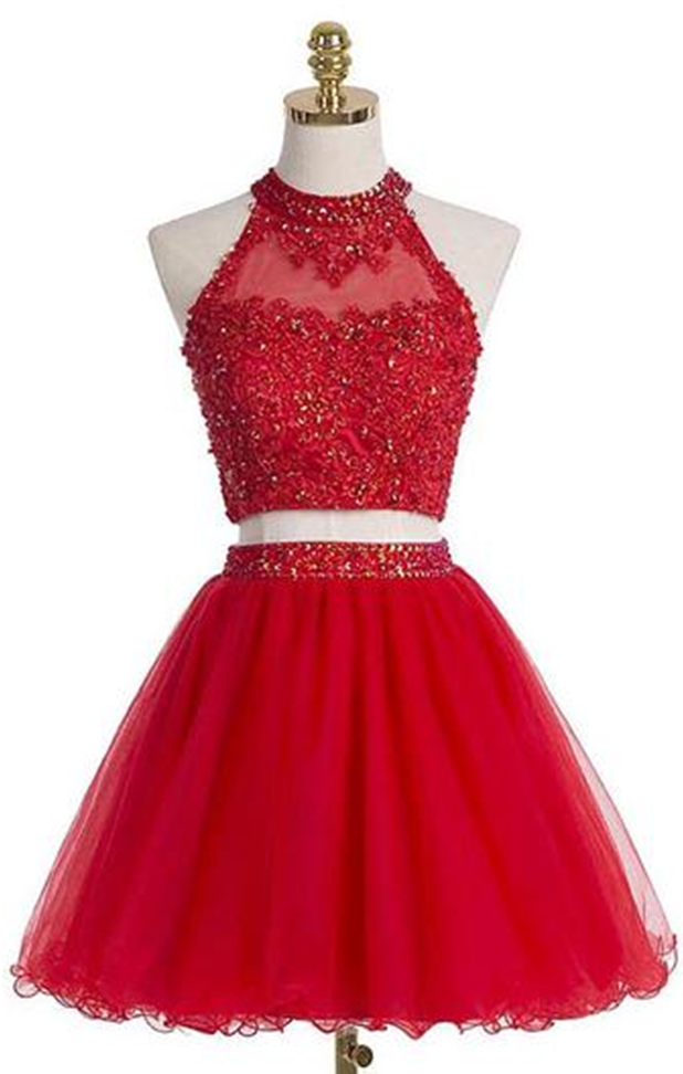 Short Graduation Dress,two Pieces Graduation Dresses,red Homecoming ...