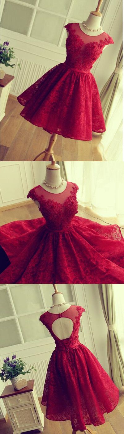 Homecoming Dress,sexy Style Lace Homecoming Dress, Open Back Applique Homecoming Dress, Red Prom Dress,custom Prom Dresses, Formal Dresses, High