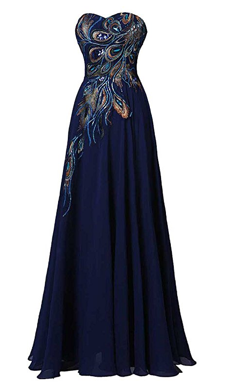 Women's A-line Prom Dress Embroidery Evening Gown