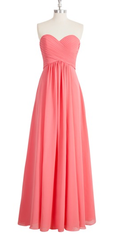 Strapless Sweetheart Neckline Long Chiffon Evening Dress, Bridesmaid Dress, Prom Dress - Red
