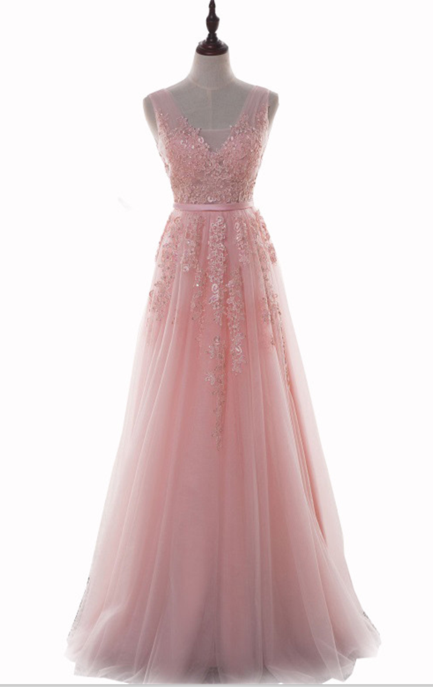 prom dress imported Pink V-neck Prom Dresses Long Sexy 2017 Imported Party Dress Evening Wear Gowns Formal