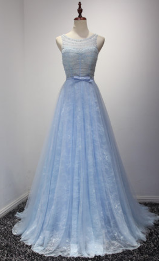 Lace Prom Dresses,blue Prom Dress,modest Prom Gown,light Blue Prom Gown,evening Dress,backless Evening Gowns,party Gowns