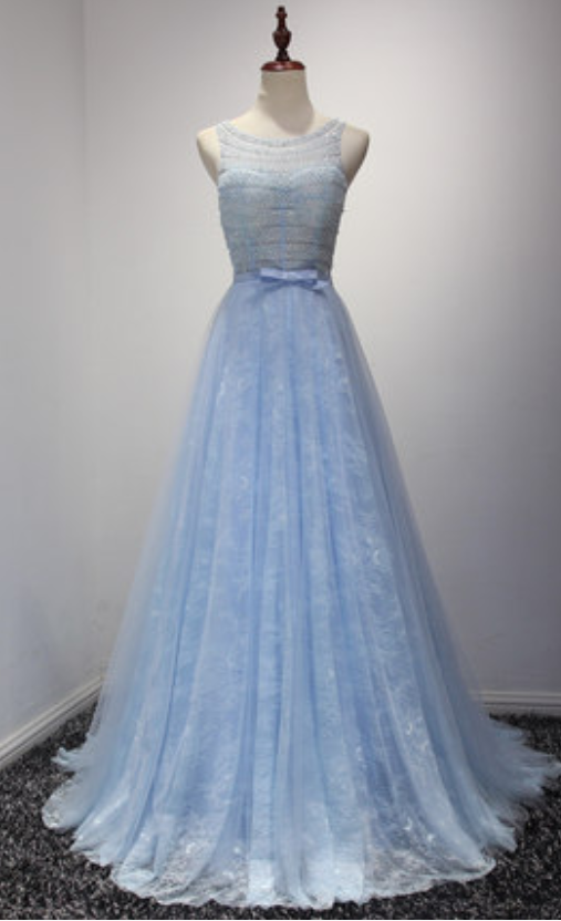 Modest blue 2024 prom dresses