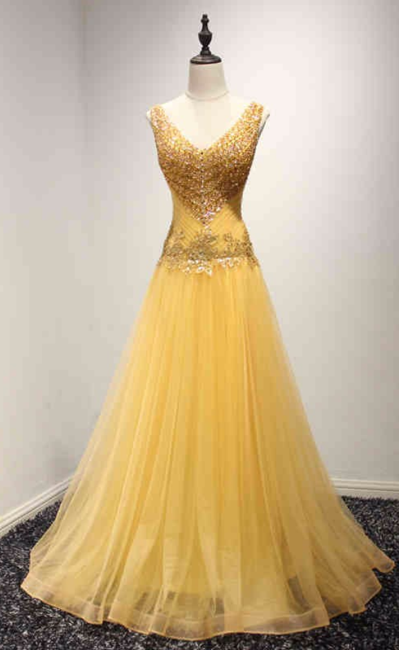 black and yellow formal dress