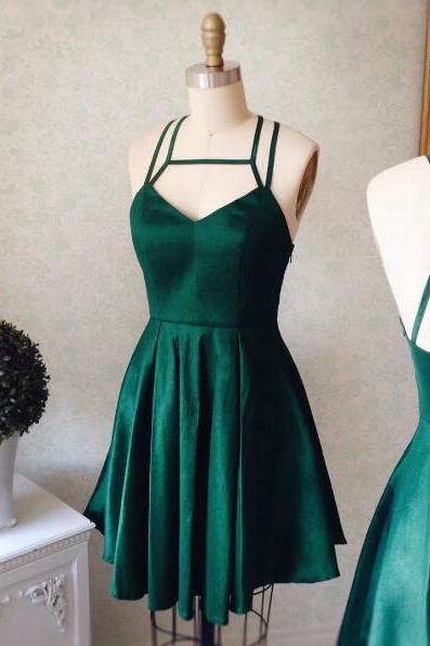  2017 Homecoming Dresses,A-line Homecoming Dresses,Green Homecoming Dresses,Backless Homecoming Dresses,Short Prom Dresses,Party Gowns