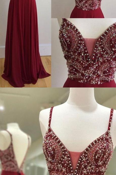 Burgundy Prom Dresses,wine Red Prom Dress,wine Red Prom Dresses,formal Gown,simple Evening Gowns,modest Party Dress,chiffon Prom Gown For Teens