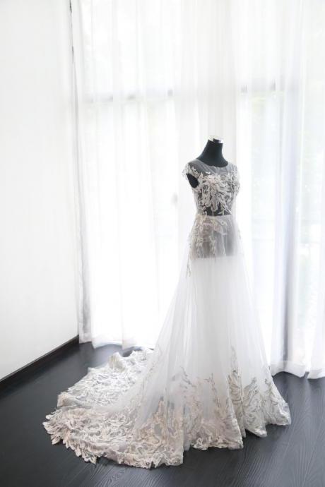 Sexy Wedding Dress, Wedding Dress,wedding Dress,wedding Gown,bridal Gown,bride Dresses, See Thorugh Wedding Dress,long Wedding Gown,embroidery