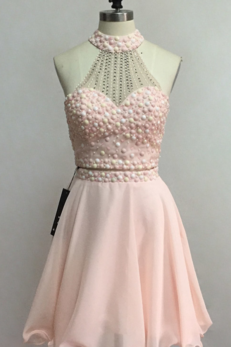 2 Pieces Homecoming Dresses,prom Dress,short Homecoming Dress,crystsla Homecoming Dress,blush Pink Homecoming Dress,party Dresses