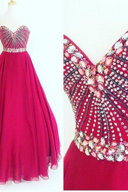 Satin Chiffon Sweetheart Evening Dress On Sale Sleeveless Floor-Length Crystal A-Line Evening Dress