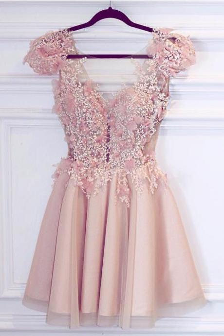Satin Prom Dress,pink Homecoming Dress,short Prom Dress,chic Party Dress,elegant Dresses,semi Formal Dress