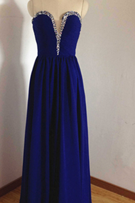 Royal Blue Prom Dresses,royal Blue Prom Dress,silver Beaded Formal Gown,beadings Prom Dresses