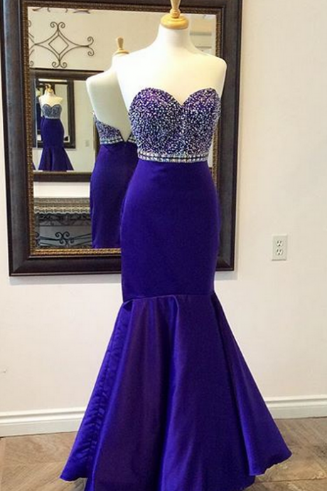 Mermaid Prom Gown,royal Blue Prom Dresses,royal Blue Evening Gowns,beaded Party Dresses,
