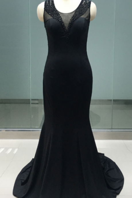 Black Chiffon Long Prom Dress, Evening Dresses