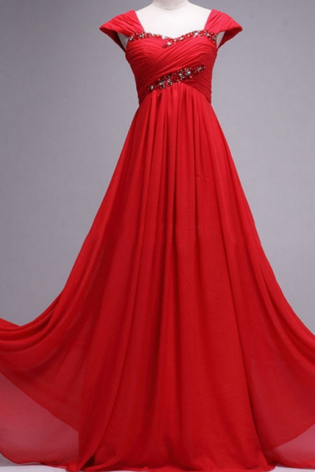 Prom Dress,red Prom Dresses,sexy Cap Sleeve Prom Dresses,custom Made Prom Dress,long Elegant Prom Dresses