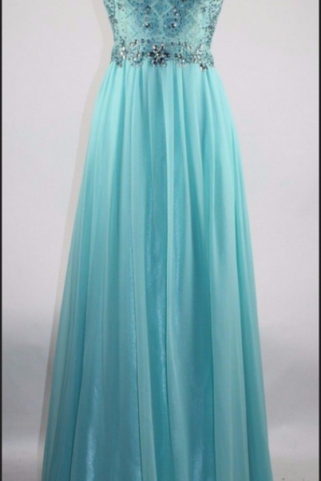 Sexy Prom Dress,blue Prom Dress,open Back Beaded Evening Dress