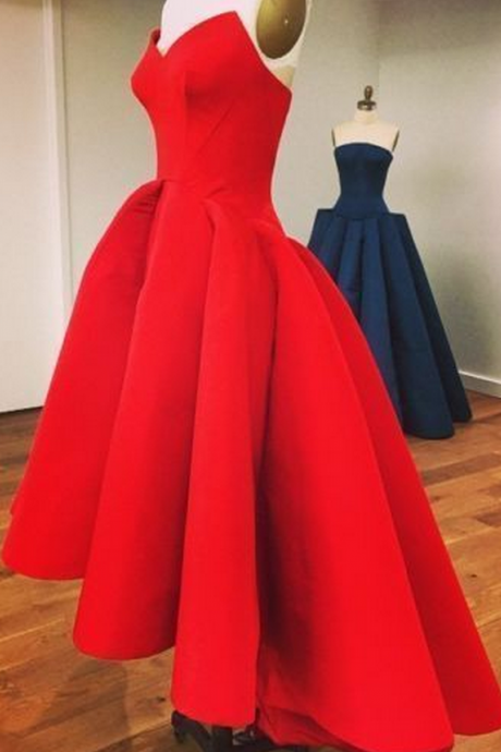 Vintage 1950s Hi Lo Red Party Prom Dresses Formal Wedding Bridesmaid Gown