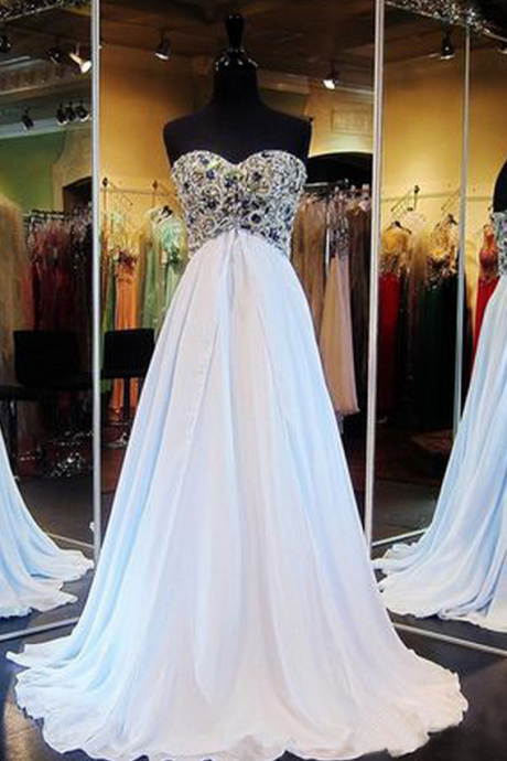 Prom Dress,sweetheart Prom Dress,white Prom Dress ,chiffon Prom Dress,prom Gown,party Dress Long ,prom Dress