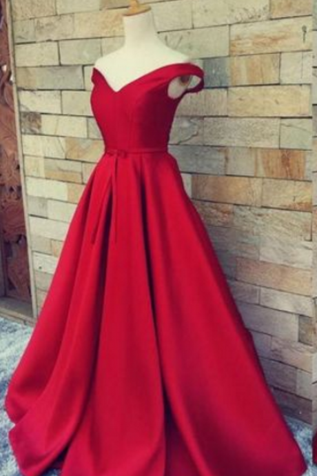 Evening Dress,pretty Wine Red Off-shoulder Long Evening Dress From Sweetheart Party Dress