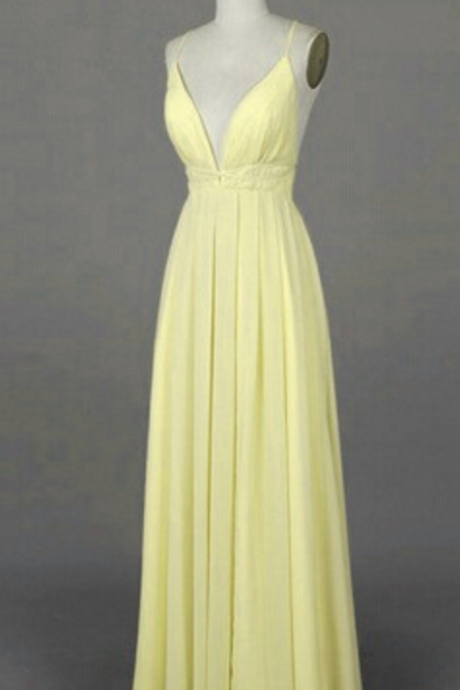 Light Yellow Chiffon Prom Dress