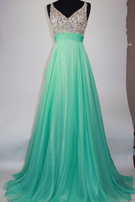 Long Organza Prom Dress With Crystals
