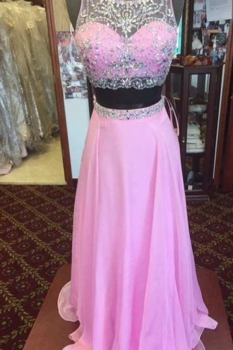 Beaded 2 Pieces Prom Dress