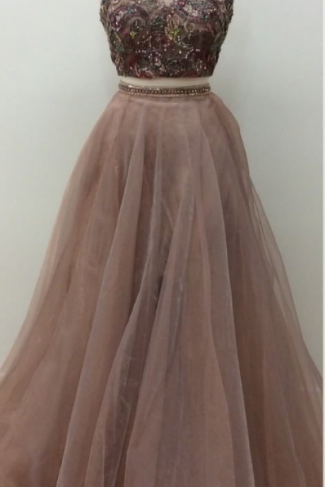 Pieces Prom Dress With Beaded Crop Top