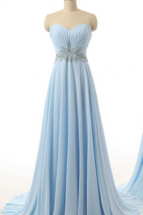 Elegant Light Blue Prom Dress,sexy Sweetheart Evening Dress,beading Party Dress