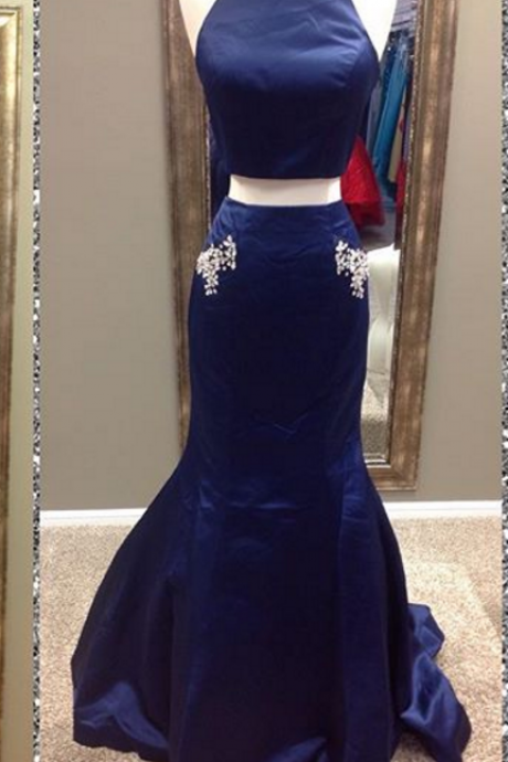 Pieces Mermaid Prom Dress With Pockets