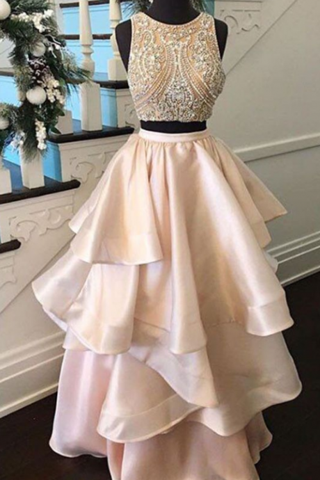 Pieces Prom Dress With Tiered Skirt