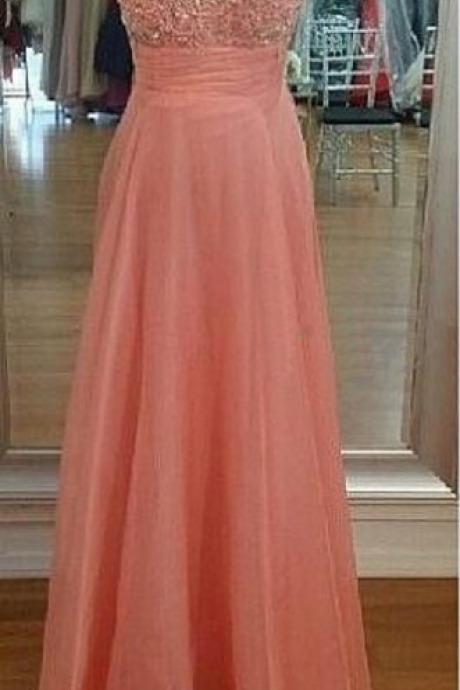 Sheer Neck Long Prom Dress With Open Back