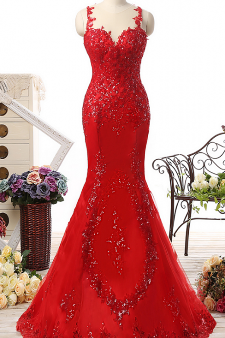 100%real Photo Long Evening Dresses Sweetheart Tulle Mermaid Vestido De Festa Sequined Appliques Floor Length Evening Dress