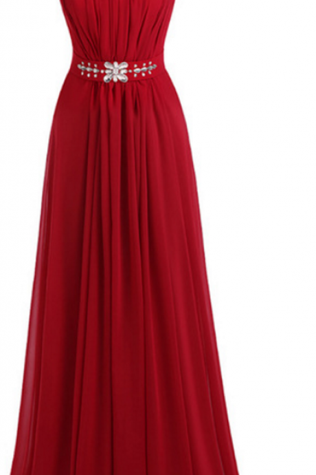 Formal Evening Dress, A Woman's Elegant Dinner Dress, Sleeveless Chiffon Evening Dress