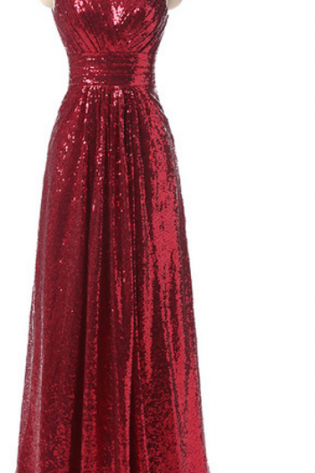 A Sequined Evening Gown With A V-neck Gown