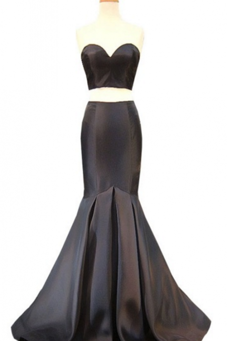 Long Mermaid Ball Gown, Simple Lover&amp;amp;amp;amp;#039;s Sleeveless African Black Satin Ball Gown