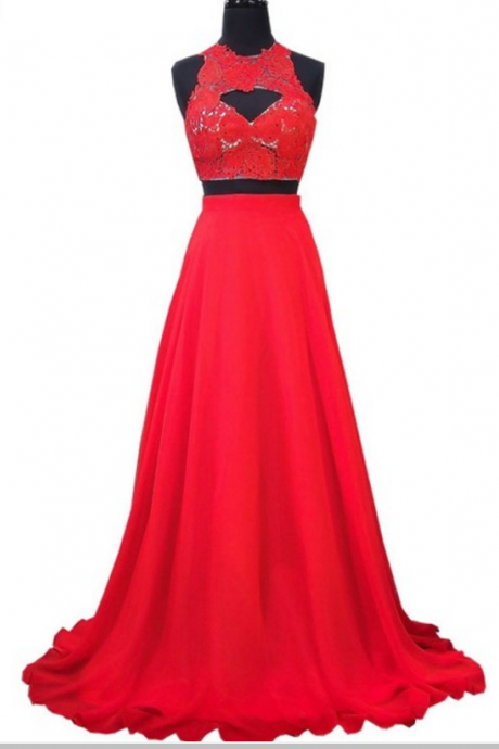 The PROM dress is an elegant lace lace African red chiffon dress with two ball gowns