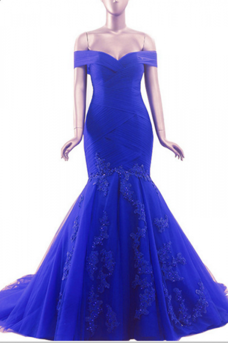 The Mermaid Cap Sleeve, Wearing The African Royal Blue Ball Gown