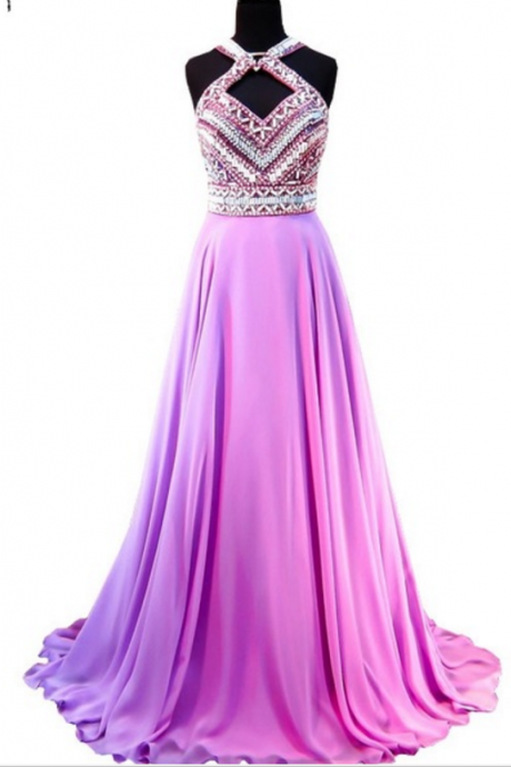 The Unique Evening Gown Has A At The Top Of The Women's Formal Dress With A Purple And Purple Chiffon Gown