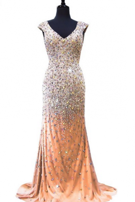 The Luxurious Mermaid Gown With A Beaded, Floor-length, Floor-length Women&amp;amp;amp;amp;#039;s Champagne Gown And Gown Evening Dresses