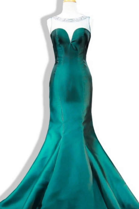 Special Occasion "mermaid" Dress, The Floor-length Party Woman Emerald Green Evening