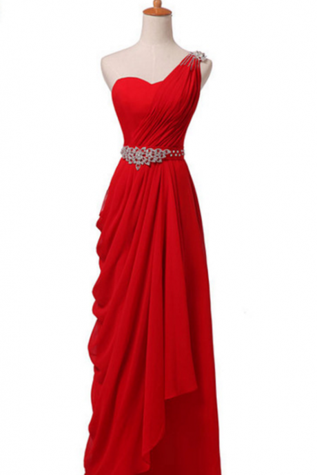 The Newly Arrived Elegant Party Gown With A One-shoulder Pleated Dress