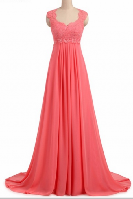 Chiffon Evening Gown, Long Skirt, Formal Prom Dress, Lace Suspender Ball Gown