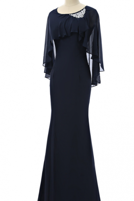 Navy blue evening dress mermaid hat sleeveless gown, formal women&amp;#039;s evening gown ball gown evening dresses
