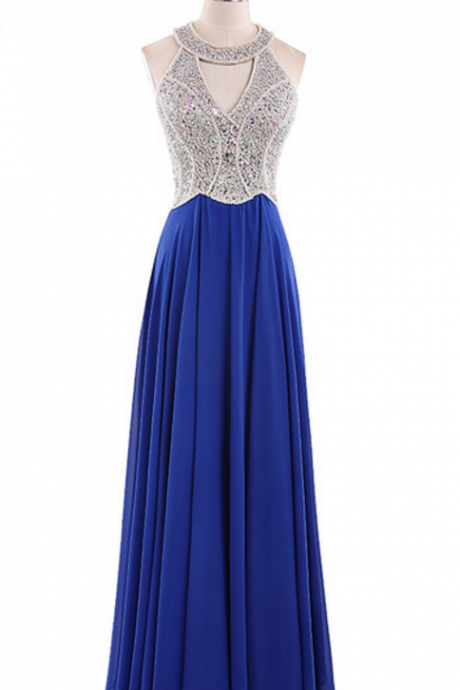The Dress Was Made From Royal Blue Chiffon Into A Formal Dress