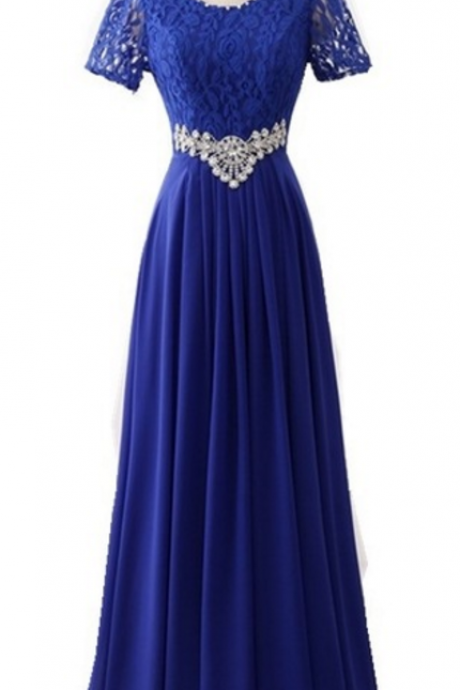 A Gown With A Royal Blue Dress And A , Bridal Gown Evening Dresses