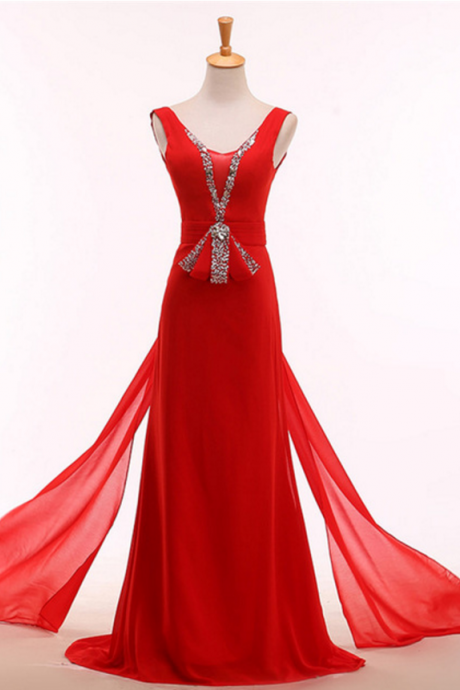 Elegant Red Evening Dress, Crystal Ball Gown, Evening Gown, Evening Gown, Stylish Dress