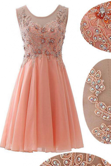 Homecoming Dresses Pink princess a line applique beautiful home dress